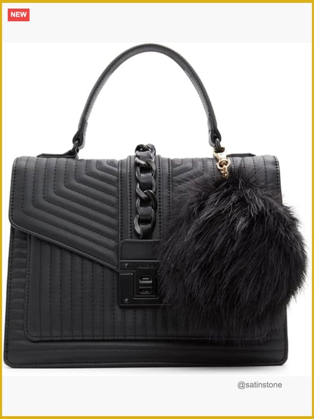 Faux Leather Top Handle Handbag With Adjustable Strap